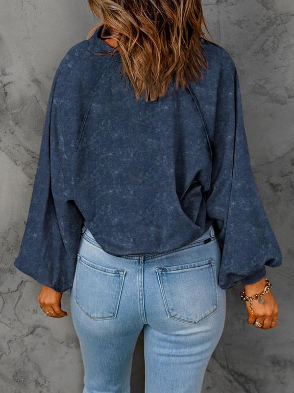 Women's Plain Button Front Lantern Sleeve Sweatshirt, Trendy Casual Trendy Long Sleeve Collared Pullover for Spring & Fall, Ladies Clothes for Daily Wear 7
