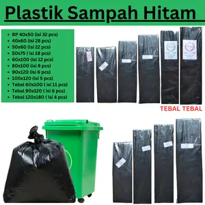 Kantong Sampah / Plastik Sampah Hitam Uk 40x50 / 40x60 / 50x60 / 50x75 / 60x100 / 80x100 / 80x120 / 90x120 / 100x120/ 120x180, Trashbag hitam