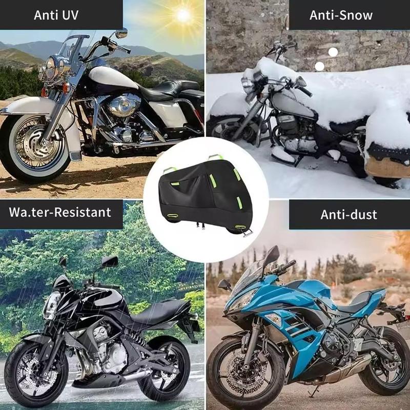 Product Introduction of Motorcycle Cover, Waterproof Motorcycle Protective Cover, All-weather Sun-proof Dust-proof Snow-proof UV-proof Motorcycle Cover with Lock Hole Storage Bag 6