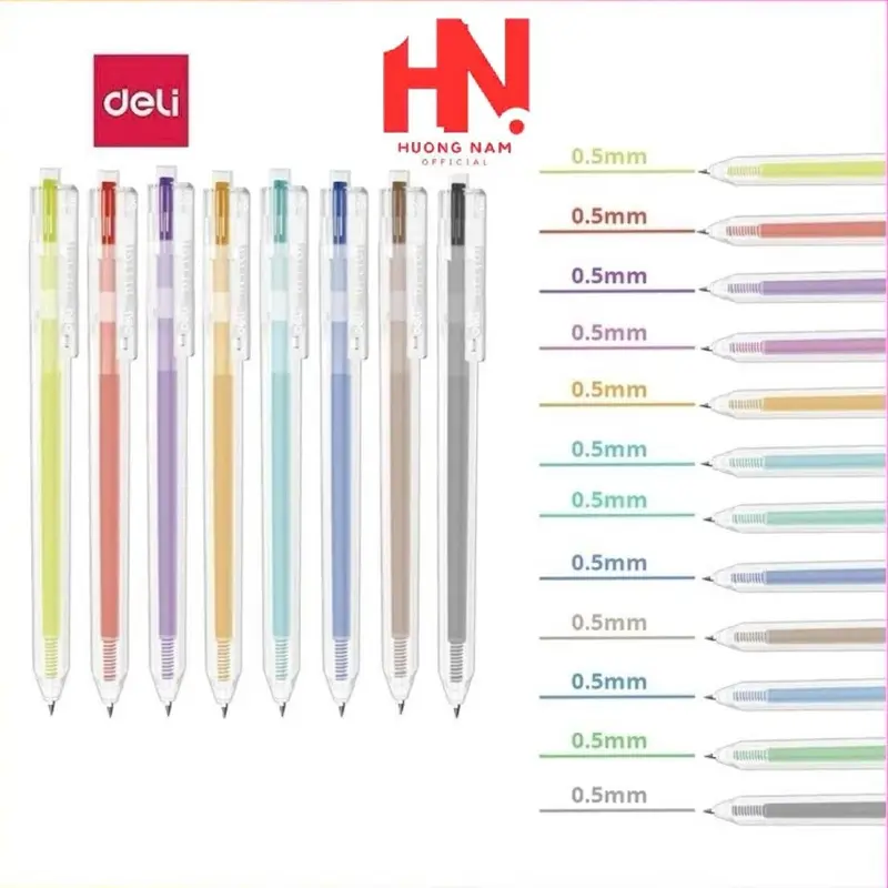 [Hương Nấm Store] Bút bi mực gel Deli G118 0.5mm, màu sắc đa dạng, nhanh khô, viết đều trơn tru, lâu hết mực 0