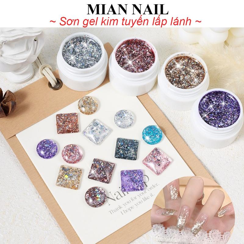  Lọ Gel Sơn Kim Tuyến Lấp Lánh Sơn Móng Tay 5ml Mian Nail 