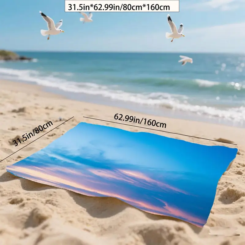 Natural Scenery Pattern Beach Towel, Ultra-fiber Bath Towel, Fun and Practical Summer Accessory for Vacation Travel and Swimming 4