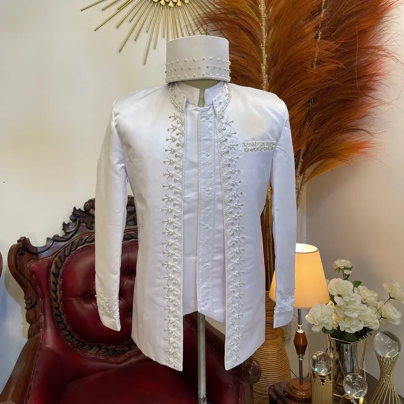 Beskap pengantin motif mutiara tabur payet zig-zag || Beskap pengantin pria Polos 2
