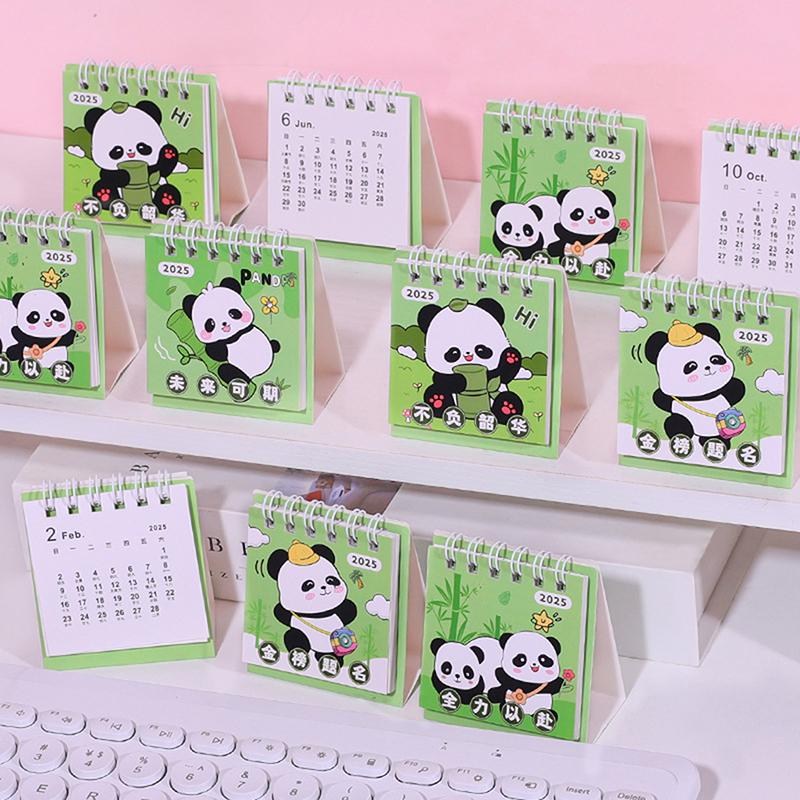 Lịch Để Bàn Mini Hoạt Hình, Lịch Bỏ Túi Cầm Tay Thiết Kế Hình Động Vật Gấu Trúc Dễ Thương, Quản Lý Lịch Trình Thời Gian, Đồ Trang Trí Để Bàn, Năm 2025 2