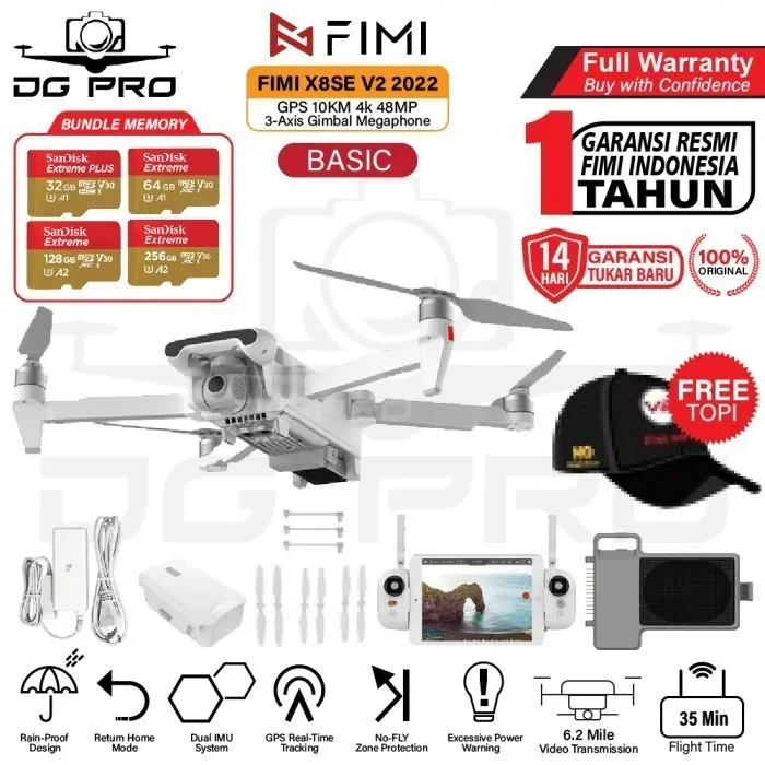 BIG PROMO! FIMI X8SE 2022 V2 DRONE RC 10KM 48MP 4K 3-Axis Gimbal Camera GPS X8 SE - X8SE V2 COMBO, STANDADR BOX 6