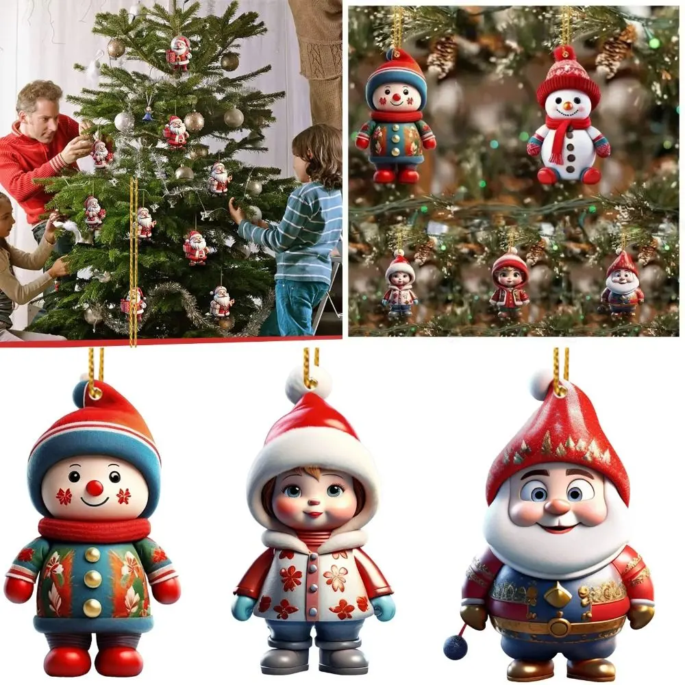 New Acrylic Flat Christmas Character Pendant Multifunction Durable Material 2D Acrylic Pendant Christmas Santa Pendant Gift Christmas Tree Decoration