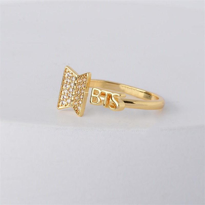 Product Introduction of LL'S|BTS Army Logo Open Ring, Gold Silver, Free gift Box fashionable 14