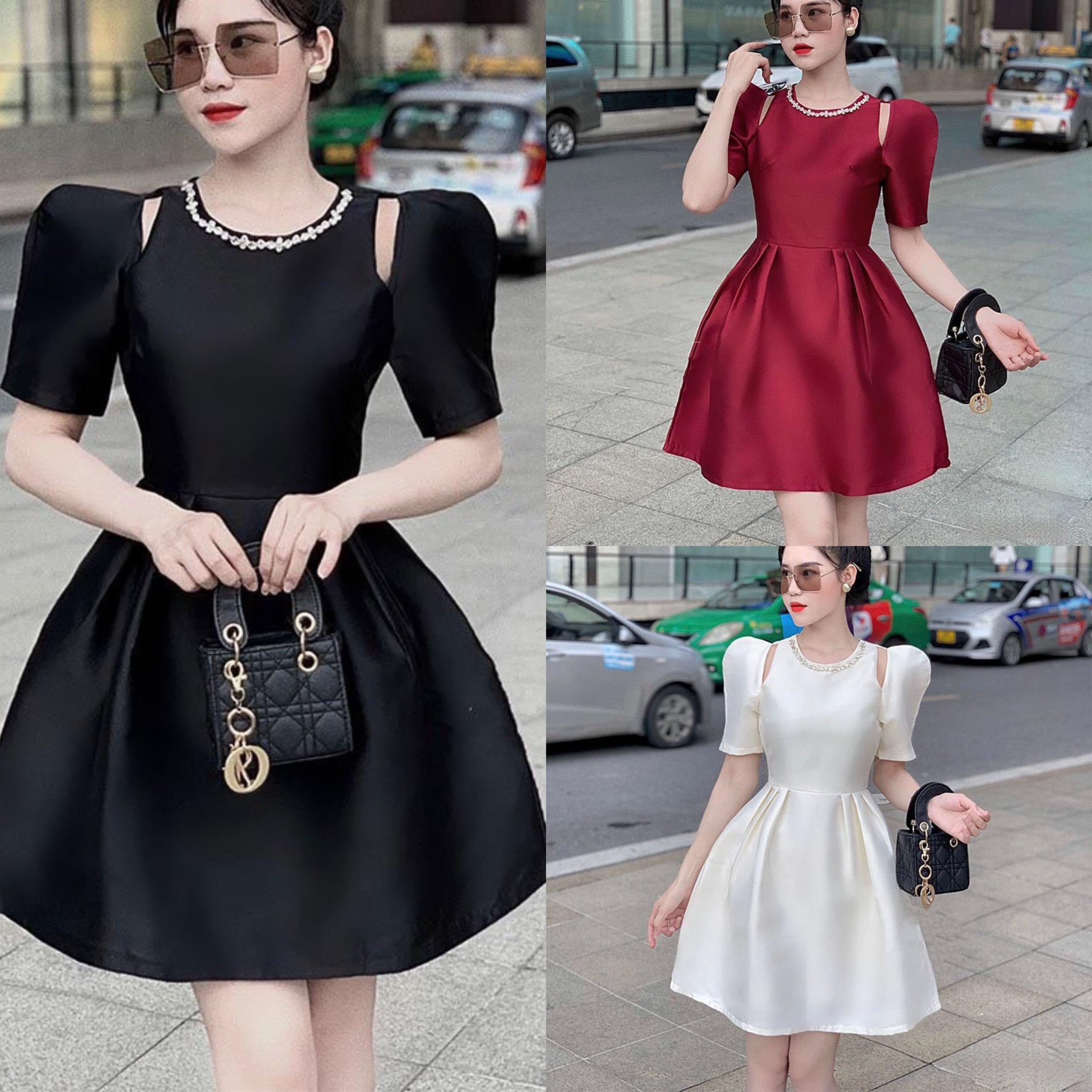 Váy Dự Tiệc Cổ Vuông Vải Tap Ta Bigsize  50 - 100Kg Dễ Thương Nữ Cotton Dress Đầm Đen Denim Women - A.1268
