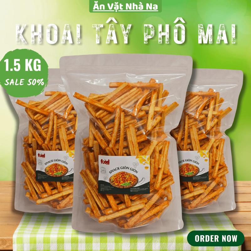 [FreeShip] Combo 3 túi 1.5kg Que Khoai Tây Phô Mai - Snack Ăn Vặt Nhà Na Food
