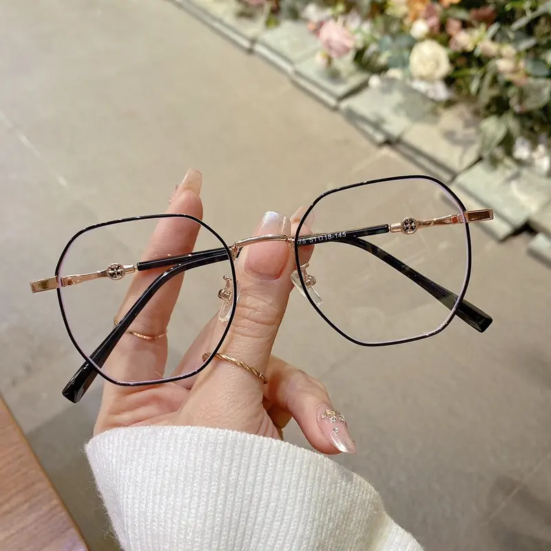 Gọng Kính Thời Trang Phong Cách Hàn Quốc Đa Giác Tròn Vừa Càng Điêu Khắc Mắt Chống UV Ánh Sáng Xanh Thay Được Mắt Cận Nữ Voi Women Kính Mắt 8