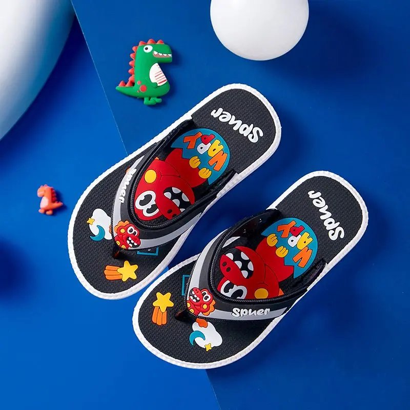 Children's Slippers Boys Children's Flip-Flops Boys and Girls Beach Shoes Non-Slip Soft Bottom Casual 6-12 Years Old Flip-Flops Men