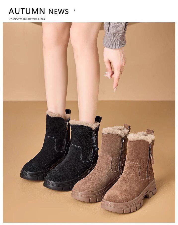 Product Introduction of Red Qingying Brand Thick Bottom Fur Lined Martin Boots Women's Winter Snow Boots Anti Slip Warm Casual Short Tube Boots 3