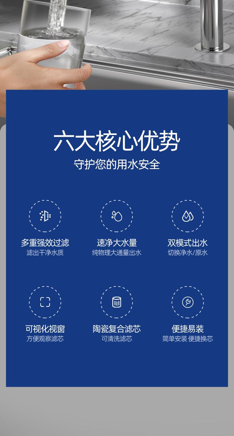 Product Introduction of German Universal Faucet Water Purifier Household Kitchen Tap Water Filter Water Purifier Removable and Washable Water Filter 1