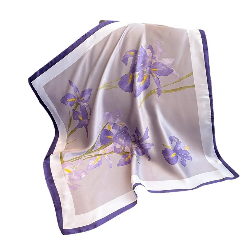 Khăn Quàng Cổ Vuông Cổ Áo Tóc In Hình, Hàng Mới Về, 70CM (27,55inch), Làm Bằng Lụa, Khăn Quàng Cổ Vuông Nhỏ Mô Phỏng Lụa, Thích Hợp Cho Nữ Công Sở, Khăn Choàng Nữ, WJ70FZS-53 4