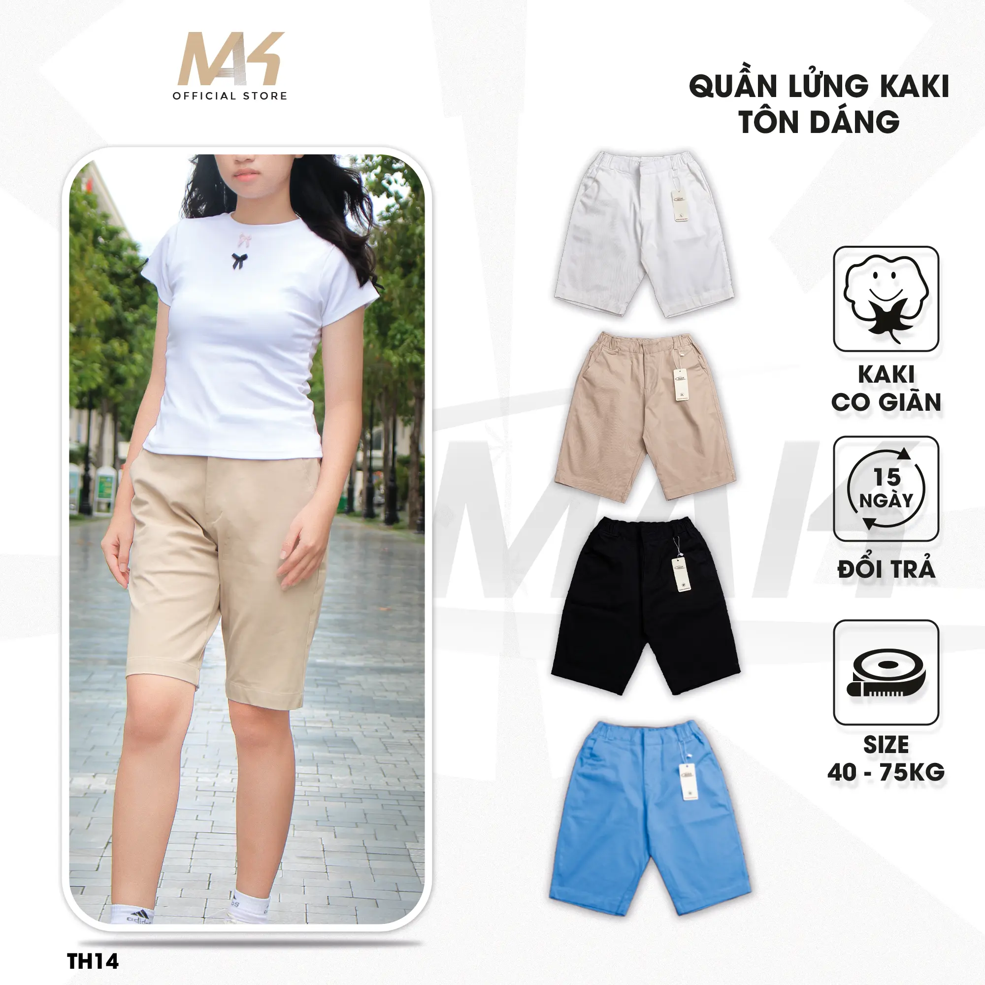 Quần Lửng Nữ Kaki Lưng Thun Co Giãn Cạp Thấp Tôn Dáng Women