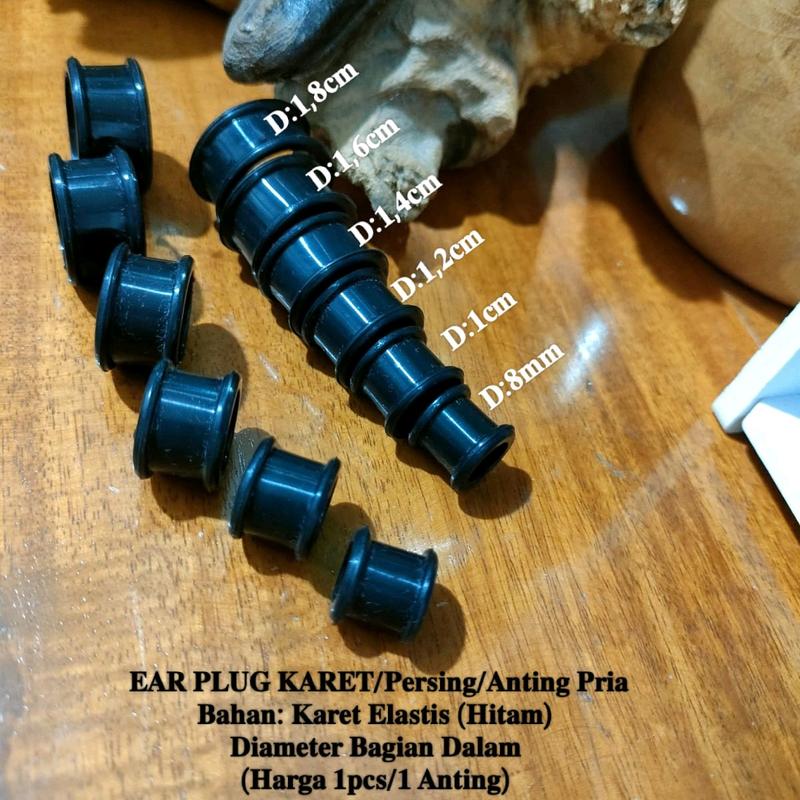 piercing warna hitam, ear plug bahan karet - Shop | Tokopedia