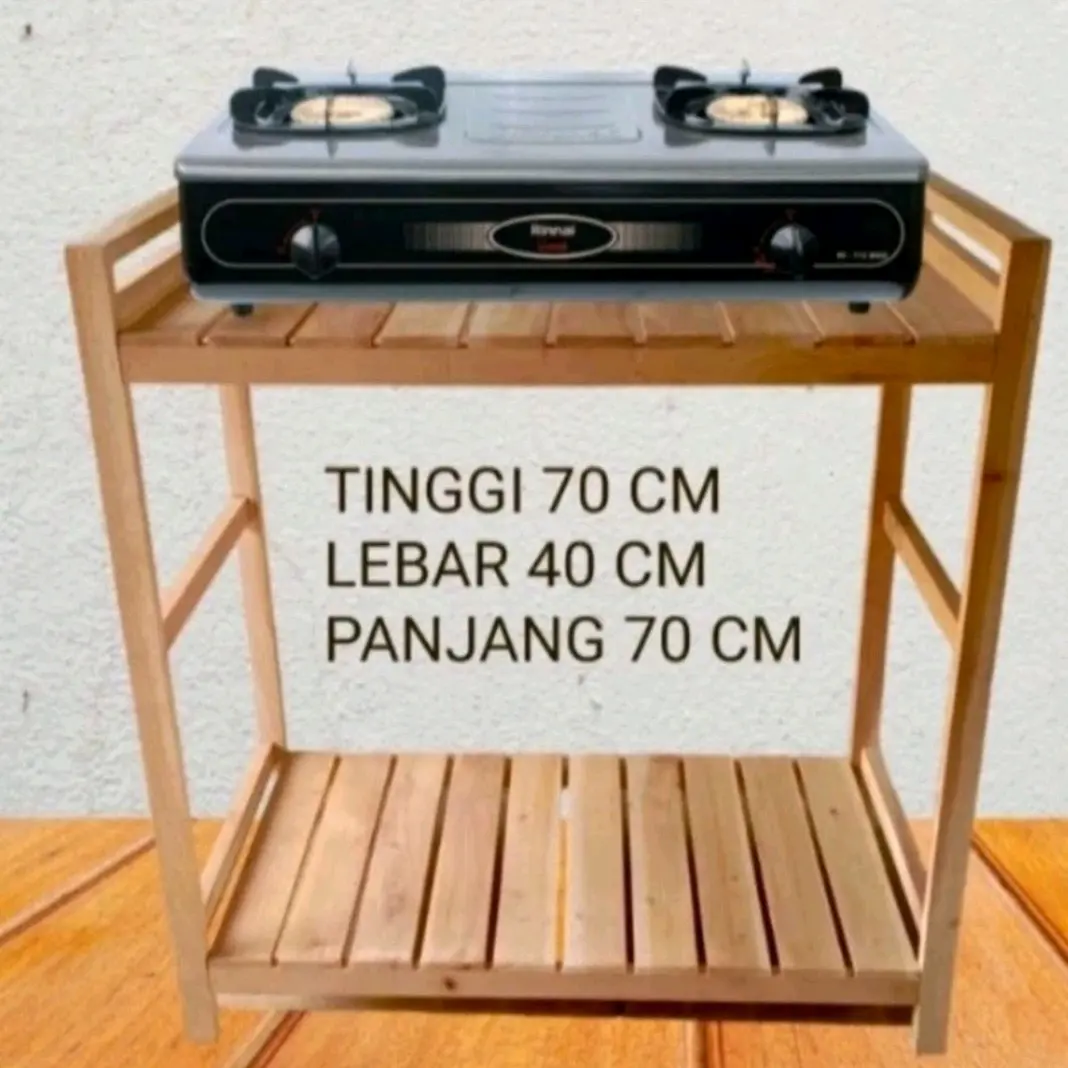 PROMOO Rak Kompor 2 tungku 2 Tingkat Tempat Kompor Tatakan Kompor