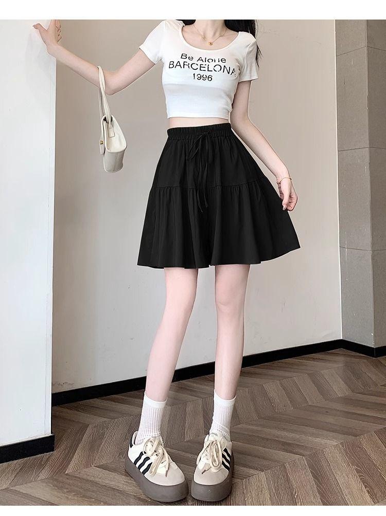 Product Introduction of [2380 People Collection] Idle Style Ice Silk Quick-Drying Wide Leg Culottes Shorts Women's Summer Thin plus Size Casual Shorts Pantskirt 28