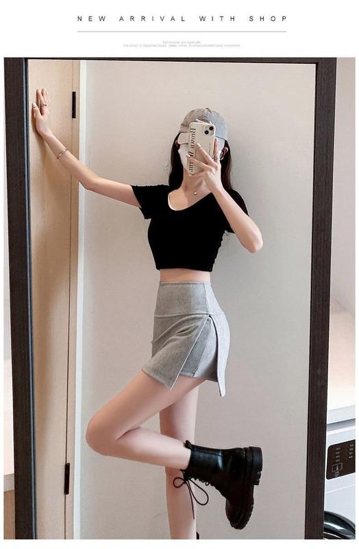Product Introduction of New summer side slit yoga culottes women's anti-walking light slim sheath skirt A-Line sports skirt 4