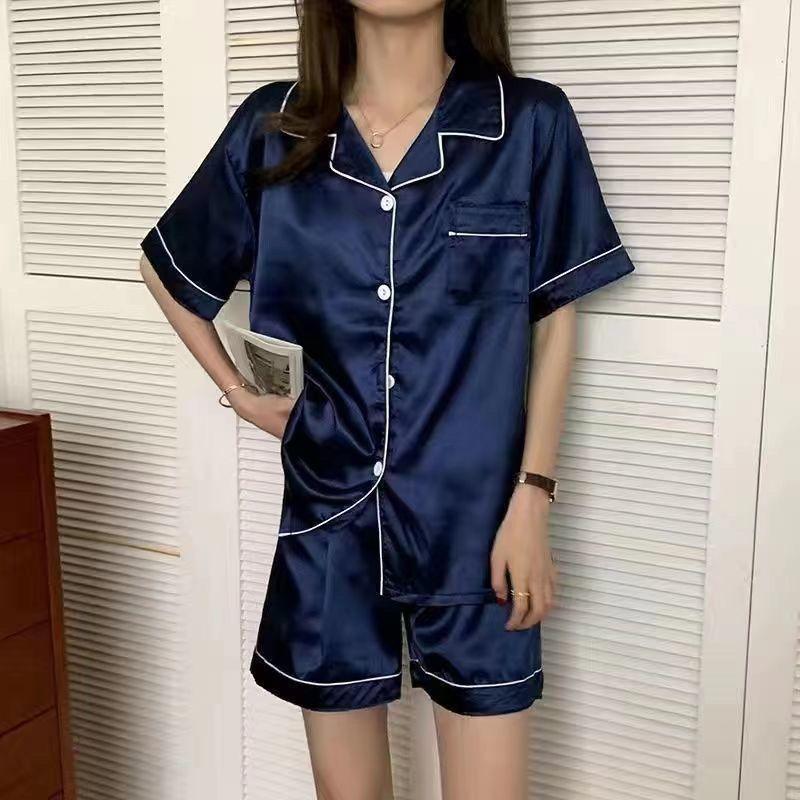 Đồ Ngủ Nữ, Vải Lụa Lạnh Mịn Mùa Hè, Ngoại Cỡ, Dáng Rộng Vừa Vặn, Đồ Mặc Nhà, Phong Cách Hàn Quốc, Thích Hợp Cho Cô Gái Đầy Đặn, Có Thể Mặc Làm Áo Mặc Bên Ngoài, Bộ Đồ Ngắn Tay, Năm 2024 3