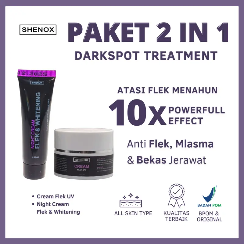 Shenox Skincare Cream Flek UV Dan Night Cream Whitening Salep Flek Hitam Membandel Menahun Pemutihan Bebas Alkohol 2