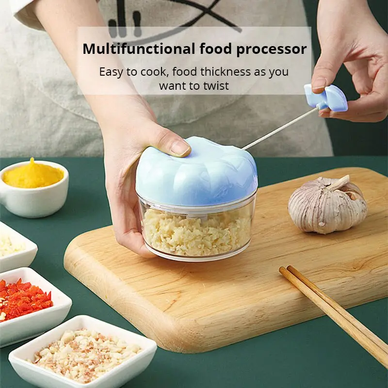 Máy nghiền tỏi thủ công, 1pc, Xanh Biển/ màu hồng, kéo tay, nhà bếp, Loại gia dụng, máy xay tỏi om, tỏi băm, Đồ dùng nhà bếp 0