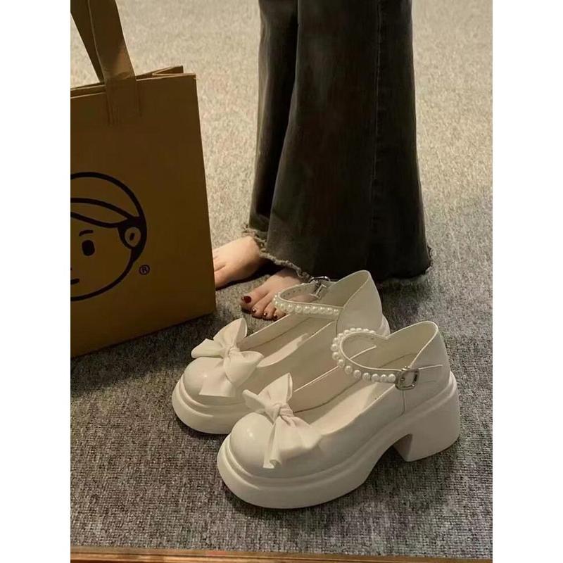 Giày Nữ, Cỡ Lớn (35-43), Phong Cách Mary Jane, Có Nơ, Gót Chunky, Hoàn Hảo Cho JK 7