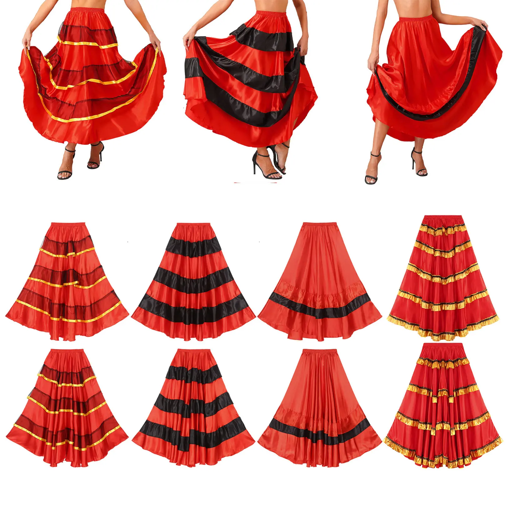 Trang Phục Múa Bụng, Dành Cho Nữ, Doomiva, Váy Flamenco, Phong Cách Tây Ban Nha Và Mexico, Váy Múa xòe Maxi, Thích Hợp Cho Váy Múa Bữa Tiệc Vũ Trường