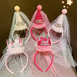 BISA COD F6122 Hairband Pesta Ulang Tahun / Bando Babyfriendly Manik