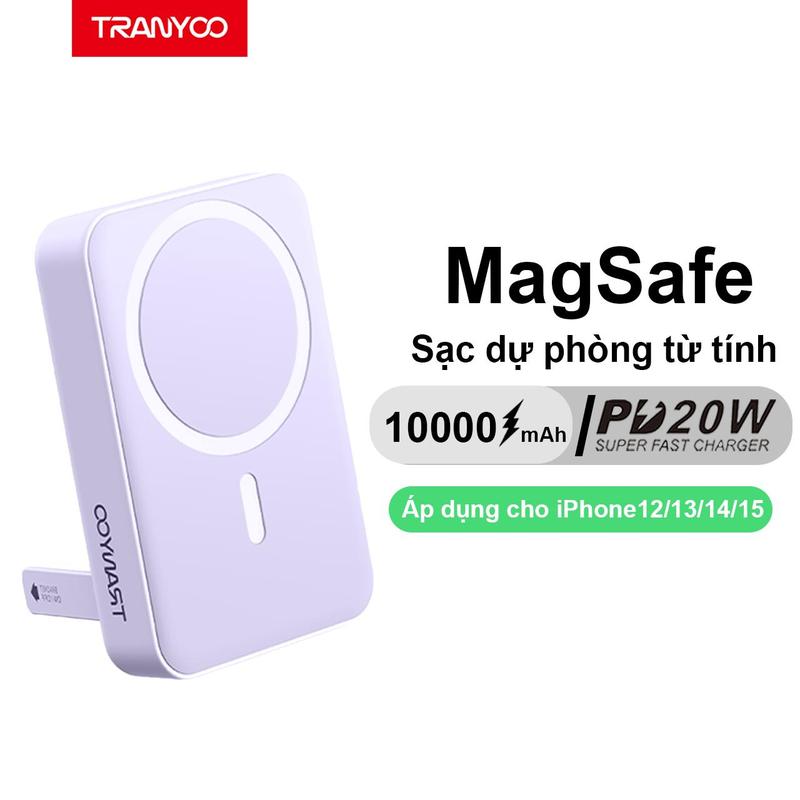 Sạc Không Dây 10000mAh Tranyoo F25 sạc không dây Magsafe iphone, Hỗ trợ cáp sạc PD20W Hấp Thụ Từ Tính Có Chân Đế Phụ Kiện Sạc Pin,Thích hợp cho dòng iPhone 12/13/14/15 【Chú ý đến mô tả sản phẩm  sạcdựphòng magsafe type c i phone12 type c i phone12