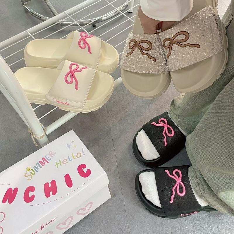 Owenchic Dép Owenchic Bling Quai ngang Họa tiết Nơ Đế Cao Su Êm Chân Kèm Hộp Bảo Hành Hỗ trợ đổi size