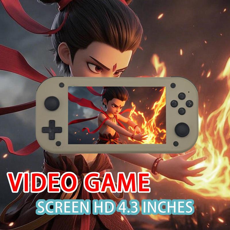 Rechargeable Handheld Game Console, 4.3 Inch IPS Full Fitment HD Screen Game Console, Ideal Home Game Console & Console, Perfect Gift for Boyfriend & Game Lovers, Protective 2