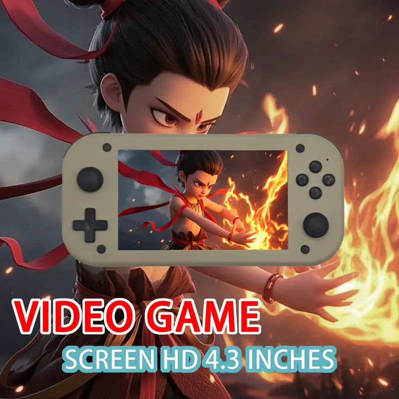 Rechargeable Handheld Game Console, 4.3 Inch IPS Full Fitment HD Screen Game Console, Ideal Home Game Console & Console, Perfect Gift for Boyfriend & Game Lovers, Protective 2