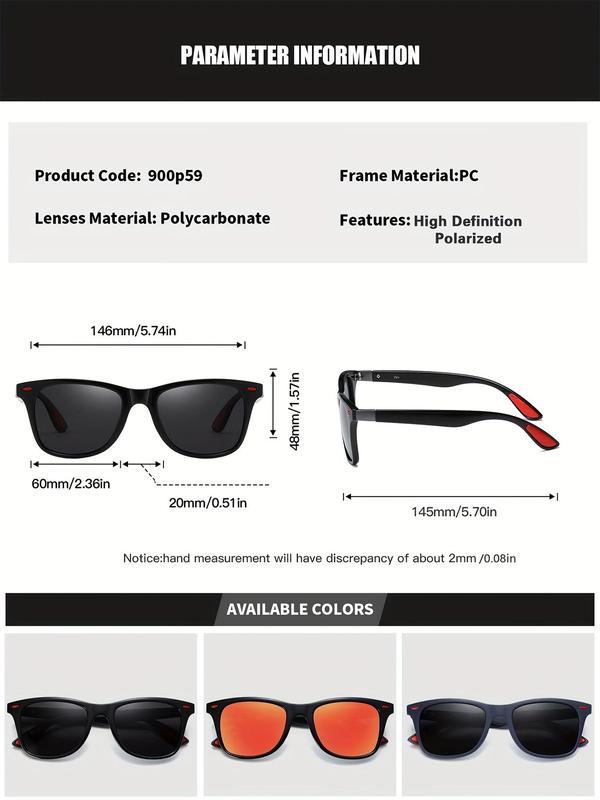 Unisex Polarized Sunglasses for Everyday Use, 1 Pair Square Frame Fashion Sunglasses, Casual Trendy Sunglasses for Outdoor Sports Activities As Gift for Friends 2