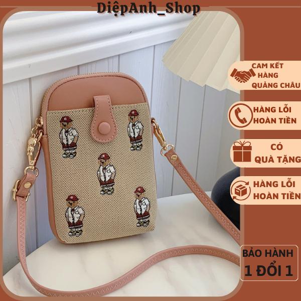 Túi điện thoại họa tiết gấu đeo chéo nữ thời trang hàng quảng châu cao cấp JU2406 Bag Tote