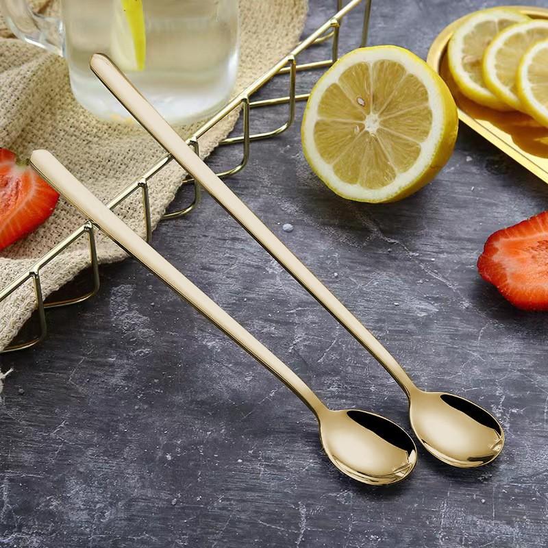 Muỗng Cà Phê Dài Inox 304 Không Gỉ 24cm Dày, Muỗng Trà Đá, Thìa Ăn Kem, Thìa Mật Ong Sang Trọng Bền Đẹp