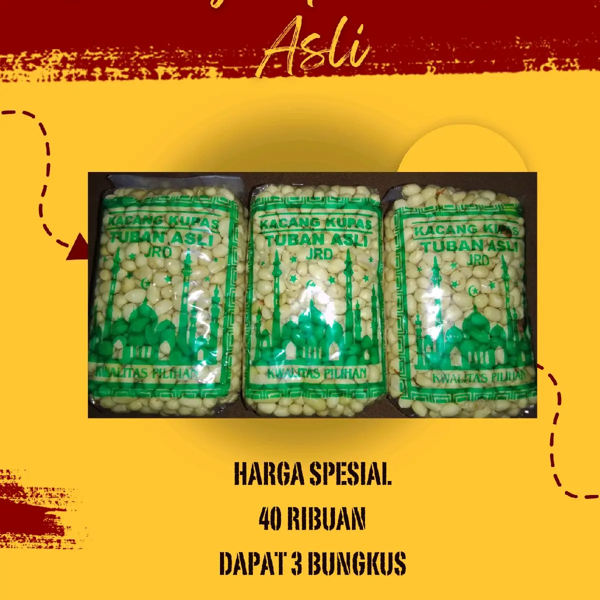KACANG KUPAS TUBAN 3BUNGKUS 40RIBUAN!! Pak Food Snacks