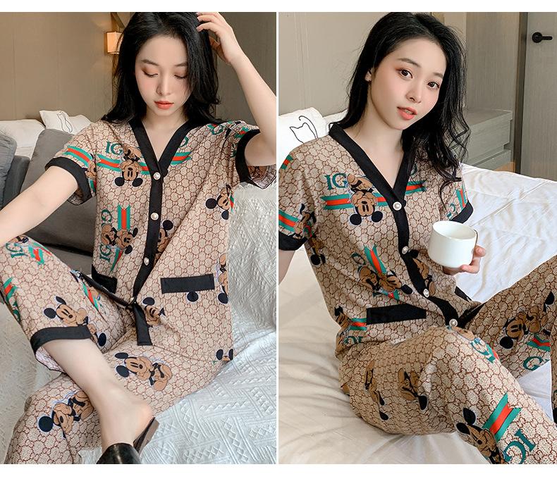 Bộ Ngủ Mặc Nhà Pijama Lụa Cộc, Nữ Tính Phong Cách Hàn Quốc Chất Cotton Hàng QUẢNG CHÂU Cao Cấp Cực Hot Hè 2023 5
