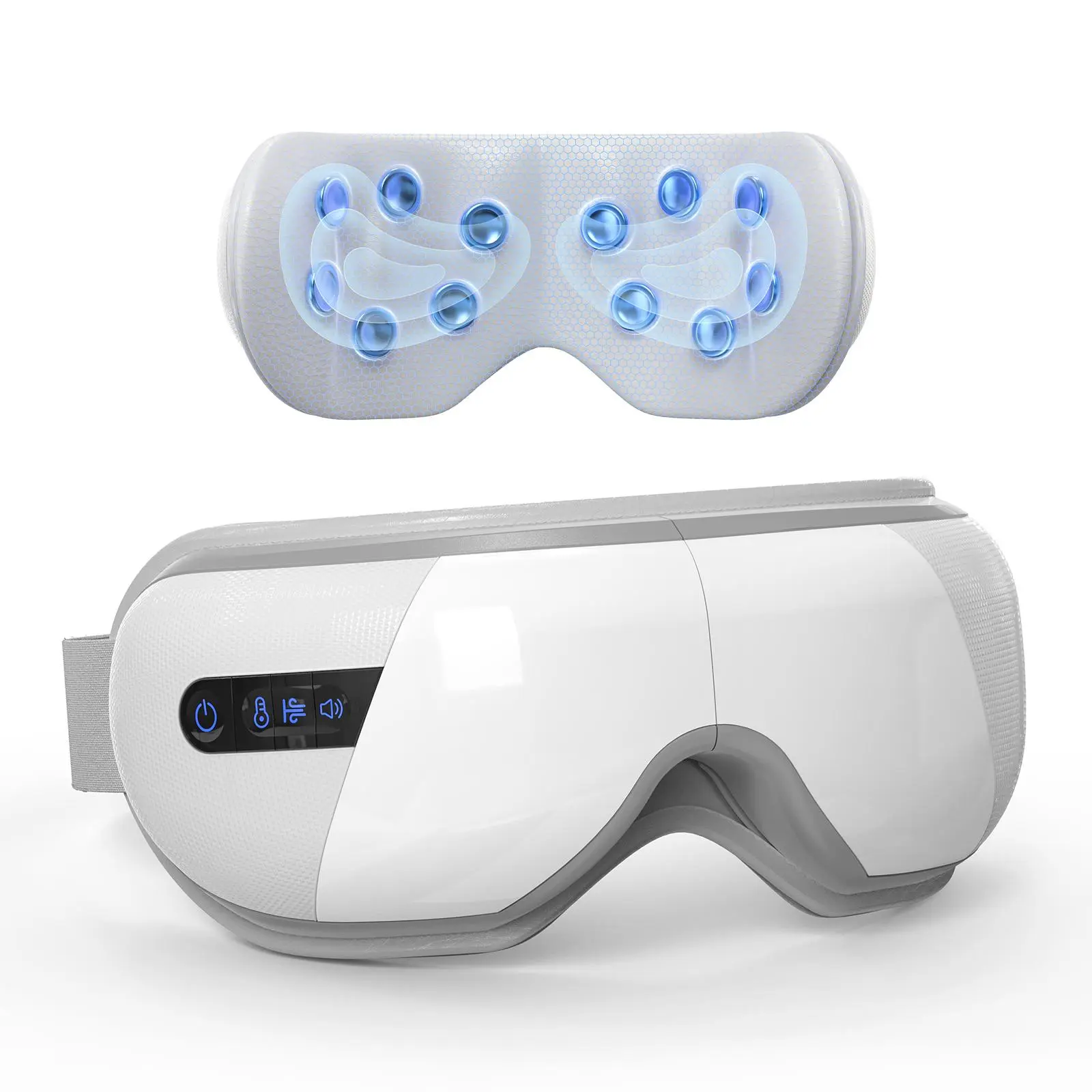 Electric Eye Massager with Hot, 1 Box Heated Eye Mask with 4 Modes & Music, Low Noise Eye Massage Tool, Eye Relaxation Tool for Women & Men