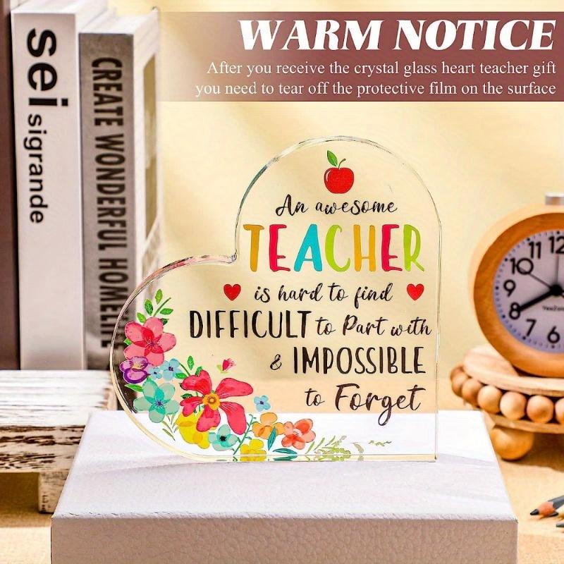 Product Introduction of 1pc 4x4 Heartfelt Teacher Tribute Sign - Durable Acrylic Desk Decor - Perfect Gift for Birthday, Graduation, Thank You, Classroom Accent 0