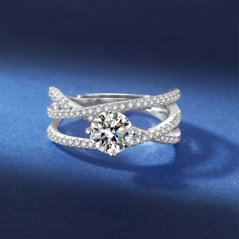 Nhẫn Moissanite, Một Carat, Màu D, Dành Cho Phụ Nữ, Bạc Sterling S925, Thiết Kế Sáu Chấu Cổ Điển, Nhẫn Cưới, Nhẫn Có Thể Điều Chỉnh, Đồ Trang Sức 3