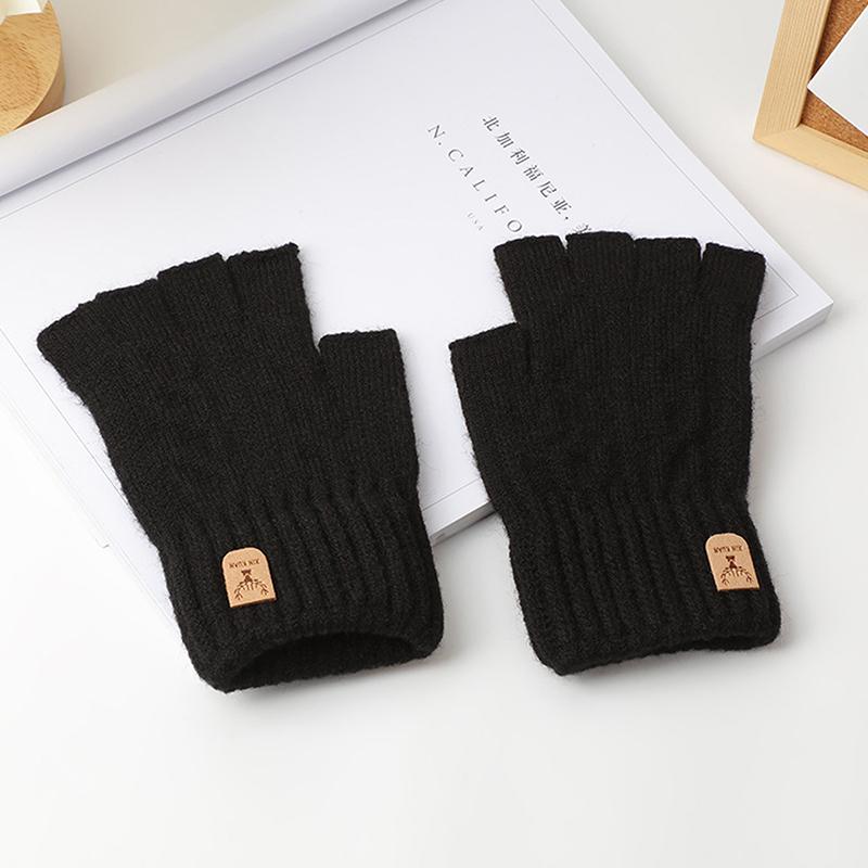 Product Introduction of Knitted Thick Thermal Half Finger Gloves Women Men Winter Outdoor Driving Fingerless Glove Touchscreen Mittens 13