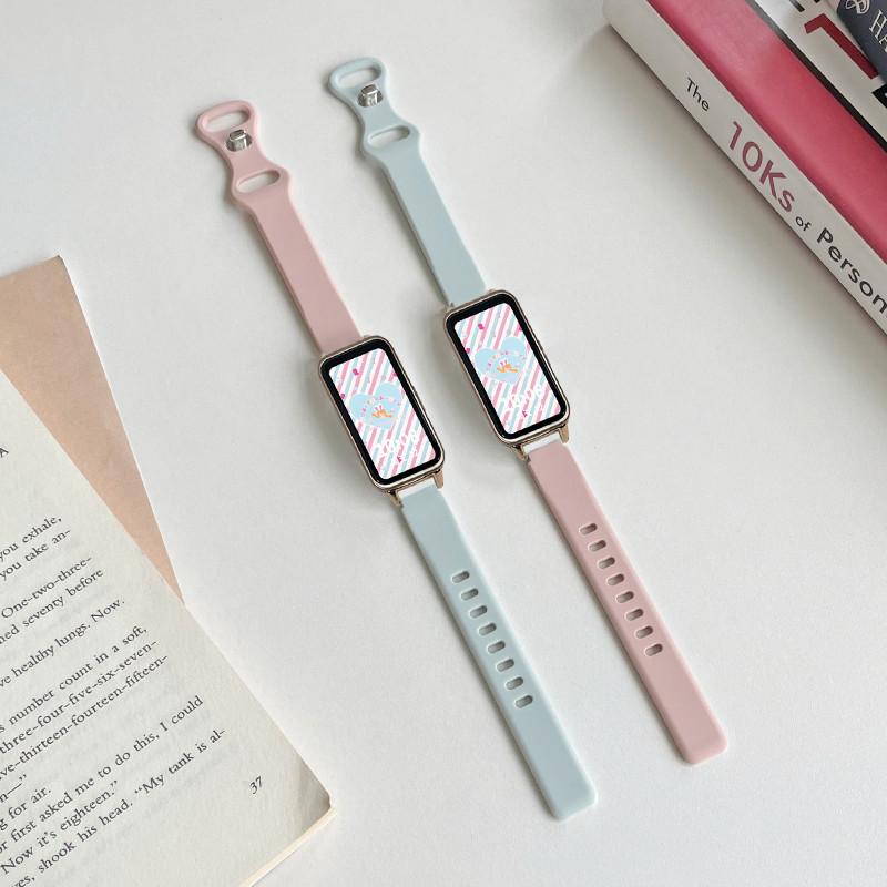 Tali Jam Tangan Anti Gores Transparent PC Case Silicone Strap for Huawei Band 10/9/8 Hard Frame Protective Cover Bumper Cover Screen Protector Soft Silikon Wristband Rubber Band Accessories Smartwatch for Huawei Band 10 9 8 NFC