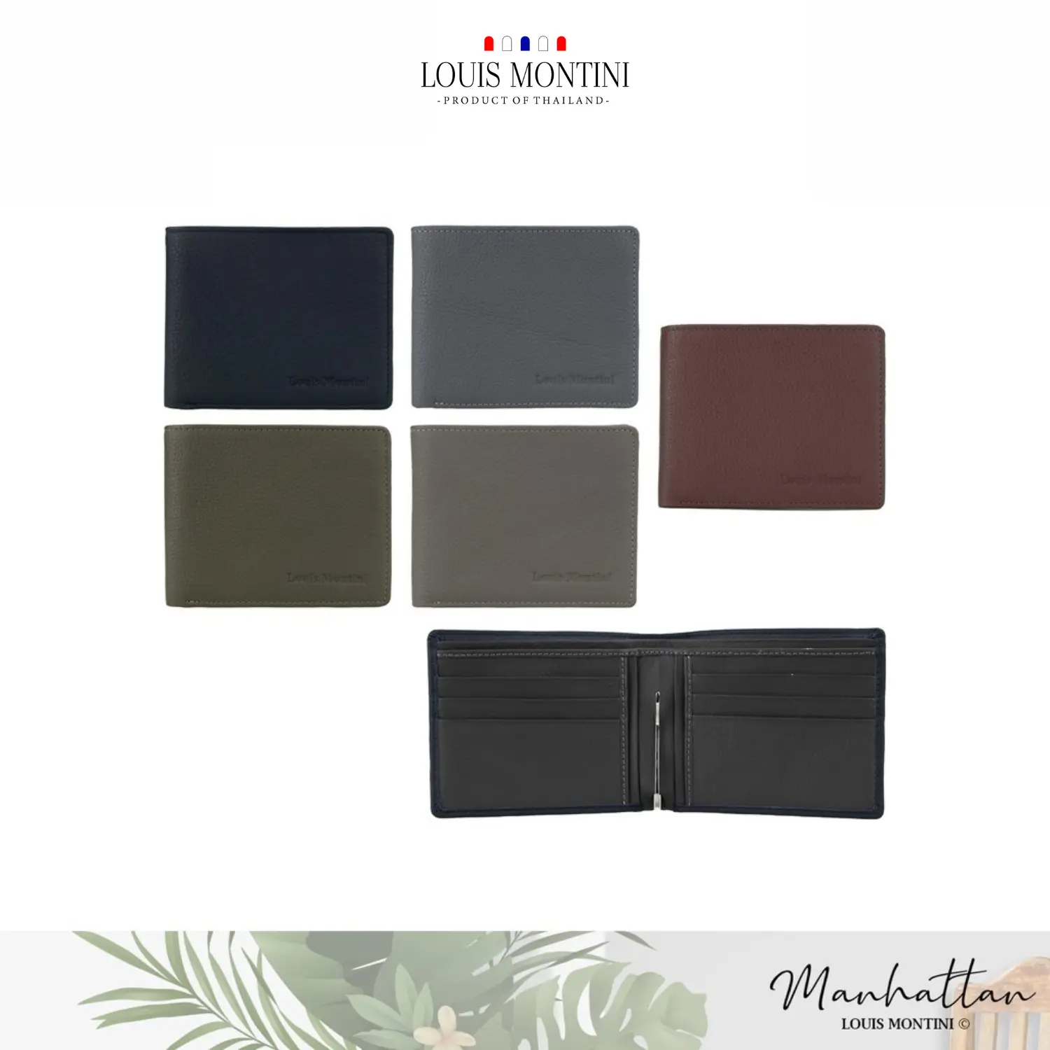 Ví nam da bò thật cao cấp phong cách tối giản sang trọng Louis Montini (Minimal Style), Túi da thật, Ví gập nam TTM095