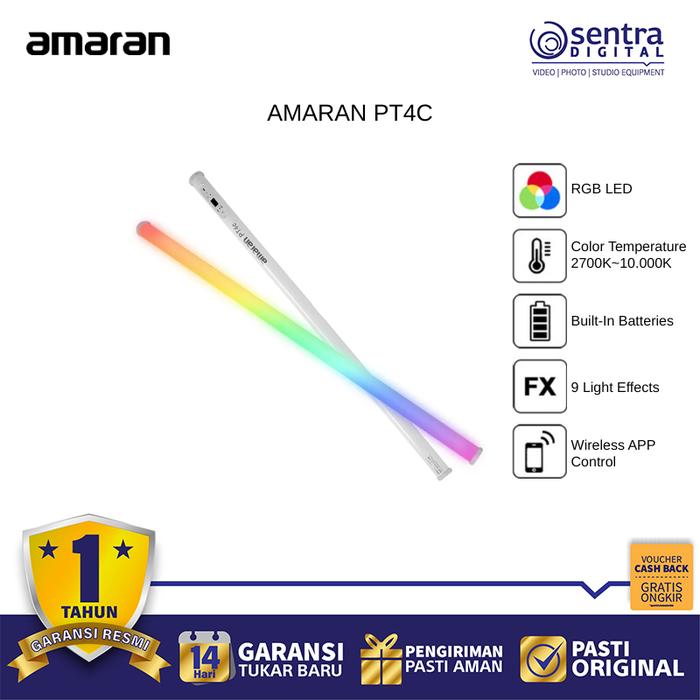 Gambar AMARAN PT4c LED Tube Video Light Stick RGBWW Full Color Portable Creative Lighting Effects dari Sentra Digital Kota Surabaya Tokopedia