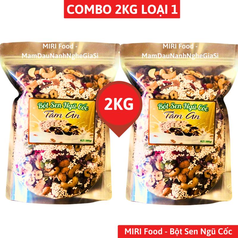 [Combo 2Kg] Bột Củ Sen Ngũ Cốc Tâm An Mix Hạt Dinh Dưỡng Hàng Loại 1, EatClean, Dưỡng Nhan và Granola Food Hạt Ngũ Cốc