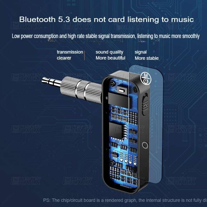 3.5mm Bluetooth 5.0 Audio Receiver/Transmitter - 2-in-1 Adapter with Aux Jack - Perfect for Car, TV, Headphones & Home Audio - Enjoy Crystal Clear Wireless Sound & Effortless Hands-Free Calls 3