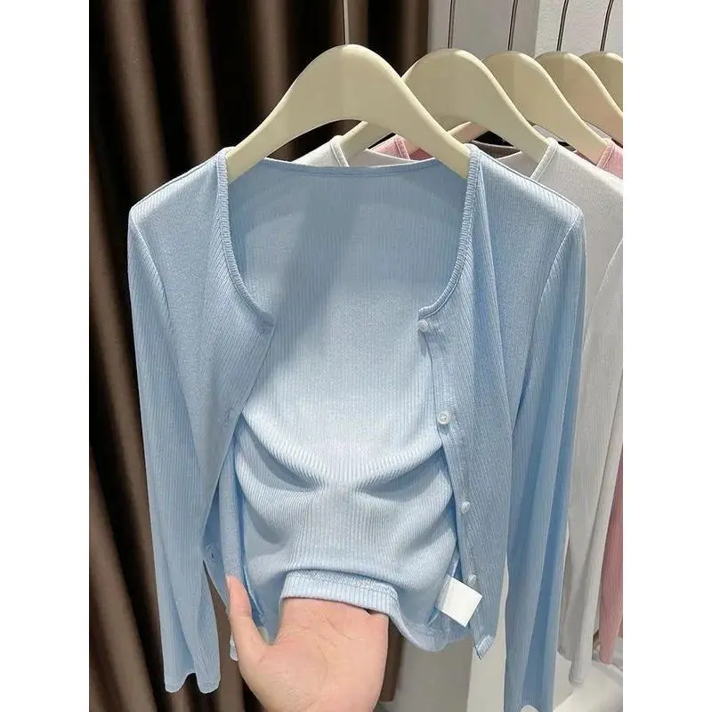 Áo Khoác Mỏng Cardigan Sợi Màu Xám, Khăn Choàng Áo Cánh Chống Nắng, Dành Cho Nữ, Có Thể Mặc Ngoài Trời, Hàng Mới Về 2024, Thích Hợp Mặc Mùa Hè, Có Thể Mặc Làm Áo Điều Hòa Văn Phòng 8
