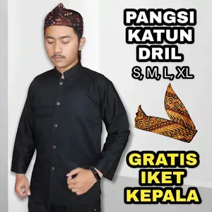 Setelan Pangsi Dewasa Katun Dril (Gratis Ikat Kepala) SMLXL Pria