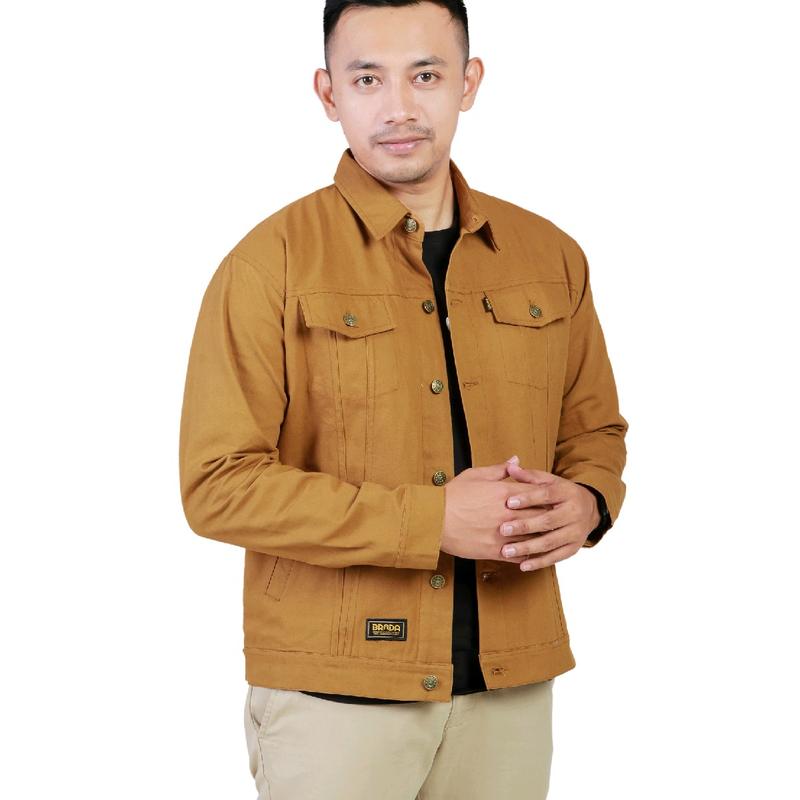 Brada Jaket Trucker Kanvas Pria - Caramel 3